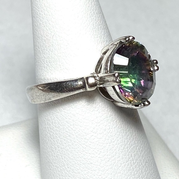 925 Ring Vintage Mystic Quartz Sterling Silver 8.75 5.24g - Picture 6 of 10